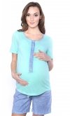 MijaCulture - 2 in1 Maternity and Nursing 2-Peace Pyjama Set 4030/M47 Turquoise / Blue
