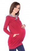 MijaCulture – 2 in 1 Maternity & Nursing breastfeeding warm Hoodie Top Pullover Mimi 7102A  Burgundy