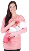 MijaCulture - 2 in1 elegant Maternity and nursing long sleeve shirt top kimono Sofia 7113  Pink