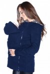 MijaCulture - Maternity Polar warm fleece Hoodie / Pullover for two / for Baby Carriers 3073A navy blue/ birds