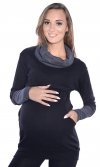MijaCulture - 2 in1 Maternity & Nursing breastfeeding warm Sweatshirt Pullover Maddy 7115A Black / Graphit
