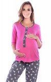 MijaCulture - 3 in1 Maternity and Nursing 2-Peace Pyjama Set 4054/M52 Pink / Graphit