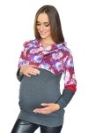 MijaCulture – Cute 2 in1 Maternity and Nursing Pullover Sweater Sweatshirt Jane 7144 Graphite / Flowers 2