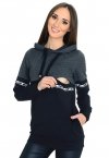MijaCulture Casual 3 in1 Maternity and Nursing Pullover Sweatshirt 4111/M72 Grey / Black 2