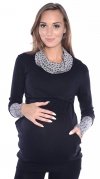 MijaCulture - 2 in1 Maternity & Nursing breastfeeding warm Sweatshirt Pullover Maddy 7115A Black / Stars