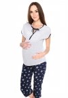 MijaCulture 3 in1 Maternity and Nursing 2-Peace 3/4 Pyjama Set 4117/M77 Melange / Navy
