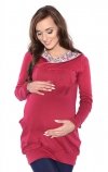 MijaCulture – 2 in 1 Maternity & Nursing breastfeeding warm Hoodie Top Pullover Mimi 7102A  Burgundy