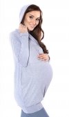 MijaCulture – 2 in 1 Maternity & Nursing breastfeeding warm Hoodie Top Pullover Mimi 7102A  Light Grey