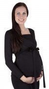 MijaCulture – Elegant maternity and nursing shirt top 3/4 and long sleeve + belt 4004/M23 Black
