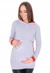 MijaCulture – 2 in 1 Maternity & Nursing Breastfeeding Warm Hoodie Top Pullover 3077A/M07 Melange