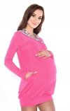 MijaCulture – 2 in 1 Maternity & Nursing breastfeeding warm Hoodie Top Pullover Mimi 7102A  Pink