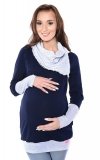 MijaCulture - bluza 3 w1 ciążowa  i do karmienia z asymetrycznym kołnierzem 4020/M05 granat/melanż