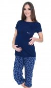 MijaCulture - piżama 3 w 1 ciążowa i do karmienia 4119/M69 granat/piórka