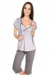 MijaCulture - piżama 3 w 1 ciążowa i do karmienia 4117/M77 melanż/szary 