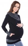 MijaCulture - bluza 3 w1 ciążowa  i do karmienia z asymetrycznym kołnierzem 4020/M05 czarny/grafit