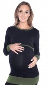 Wygodna bluzka 2 w 1 ciążowa i do karmienia na co dzień „Mandy” długi rękaw 9048 khaki/czarny