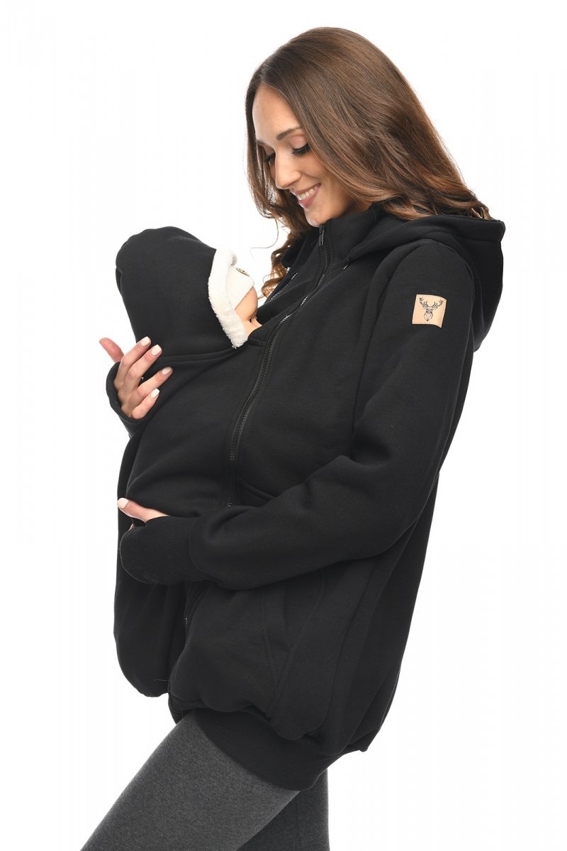 MijaCulture - Maternity jacket warm Hoodie / Pullover for two / for Baby Carriers 4132 Black