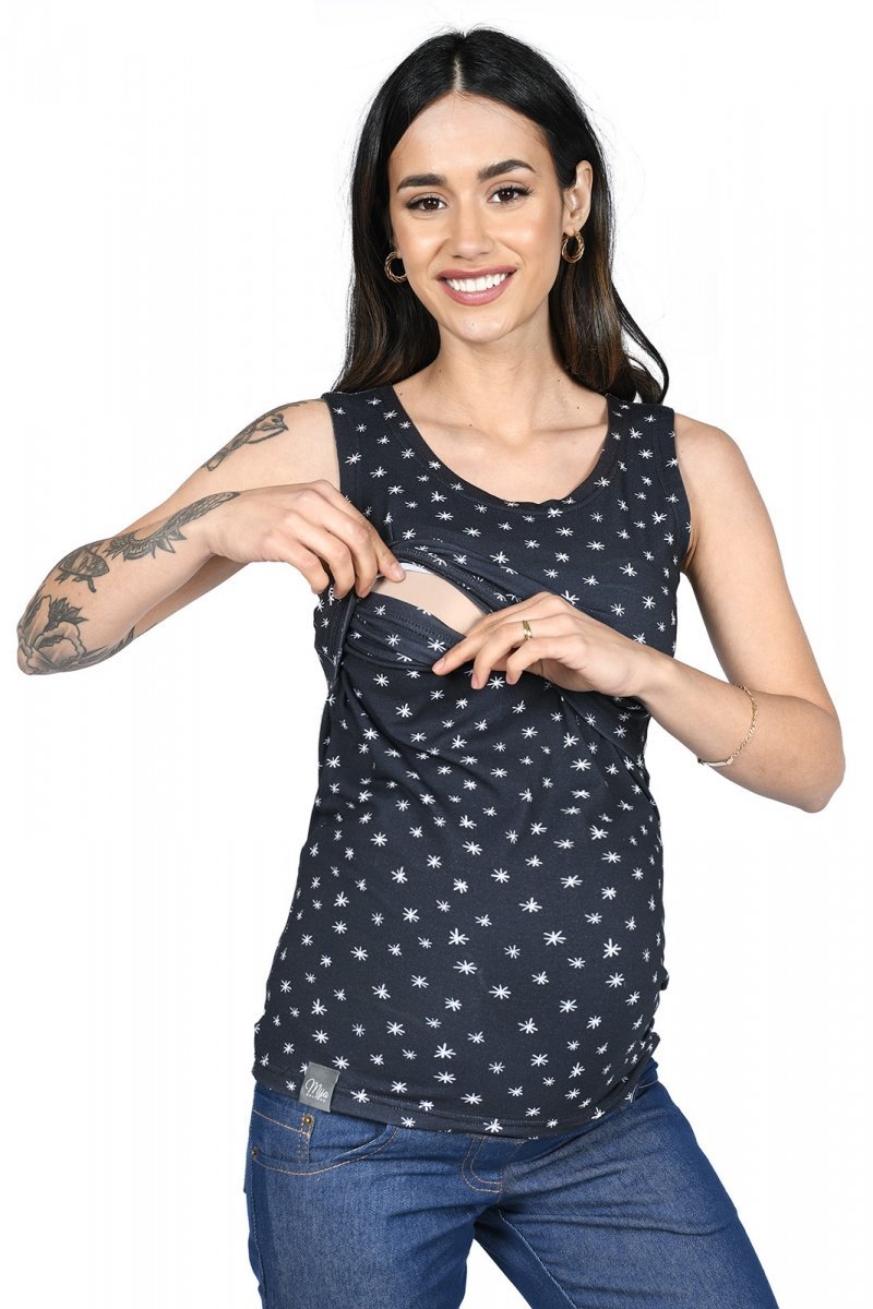 MijaCulture - 2 in1 maternity and breastfeeding top M005 Betty graphit / stars