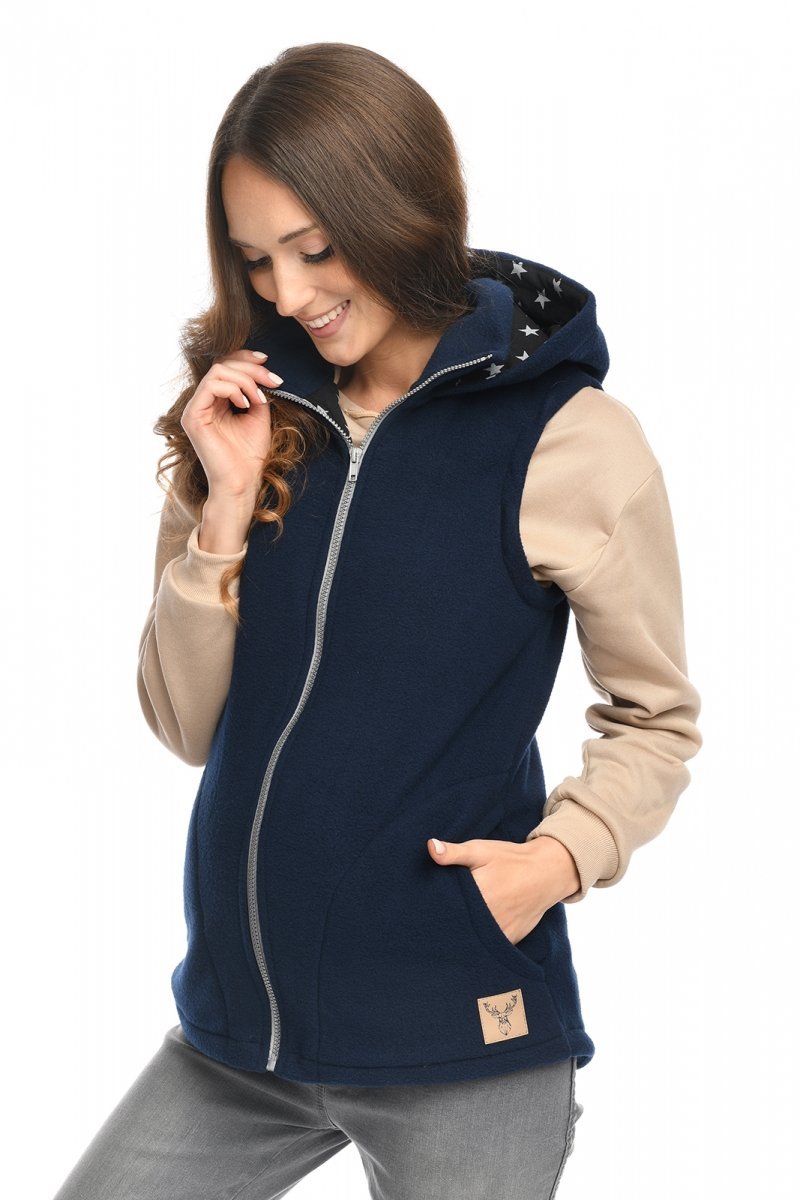 MijaCulture - Maternity Polar warm fleece Vest for two / for Baby Carriers 4131 Navy