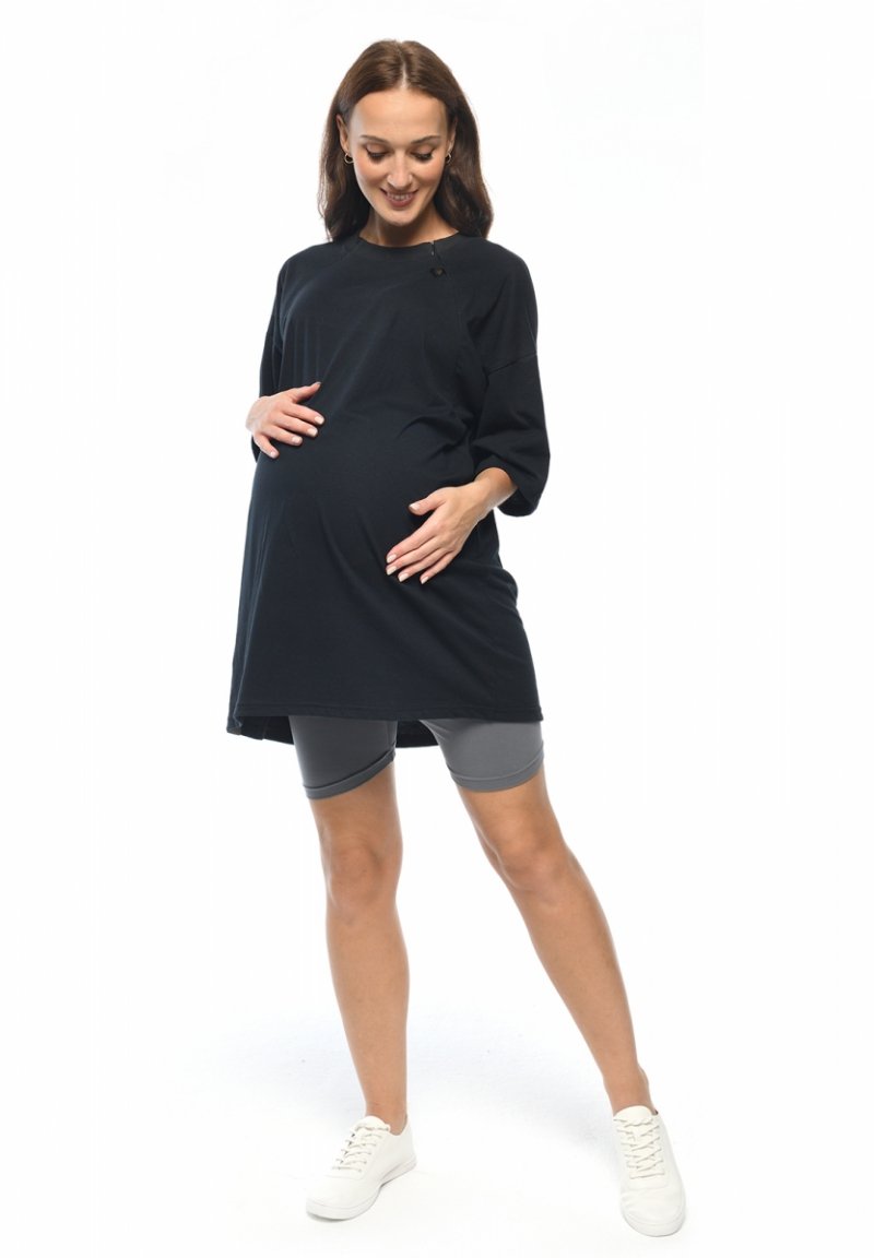 MijaCulture - maternity and breastfeeding T-shirt / nightdress Amber M024 schwarz
