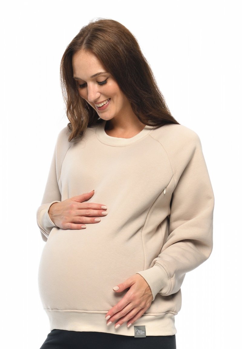 MijaCulture - 3 in 1 light super soft maternity and nursing sweatshirt &quot;Olivia&quot; M019 Beige