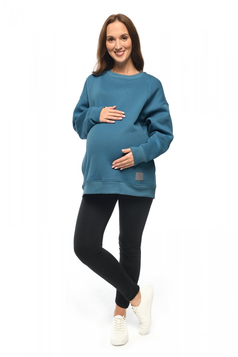 MijaCulture - 3 in 1 oversize maternity and nursing sweatshirt &quot;Miley&quot; M020 Petrol Blue