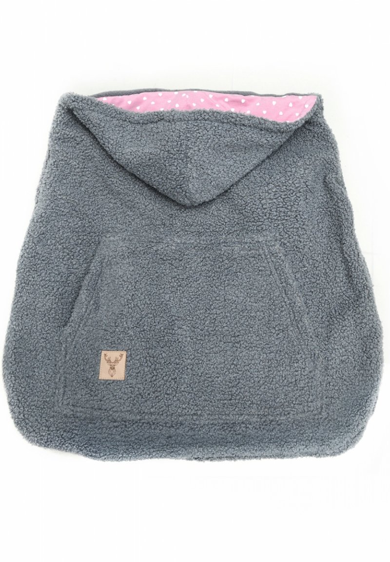 MijaCulture – warm universal cover TEDDY fleece for baby carrier or wrap M025 grey / pink