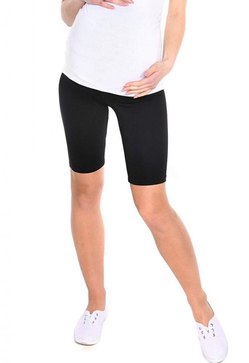 MijaCulture comfortable casual maternity 1/2 leggings shorts 1052 Black