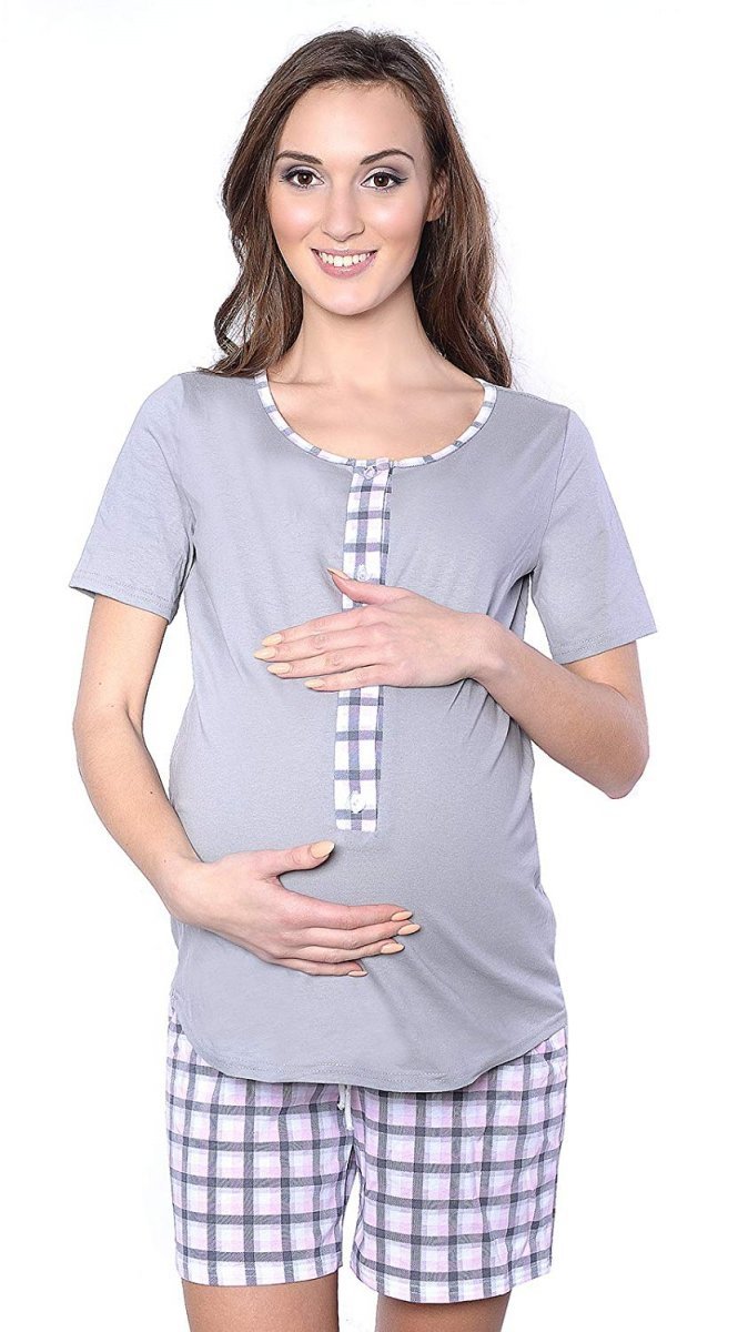 MijaCulture - 2 in1 Maternity and Nursing 2-Peace Pyjama Set 4030/M47 Grey