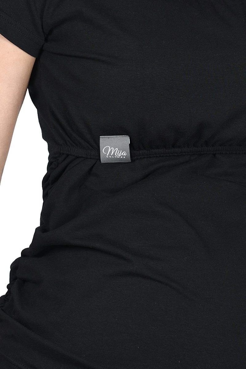 MijaCulture - bluzka 2 w 1 ciążowa i do karmienia krótki rękaw M03/3074 czarny