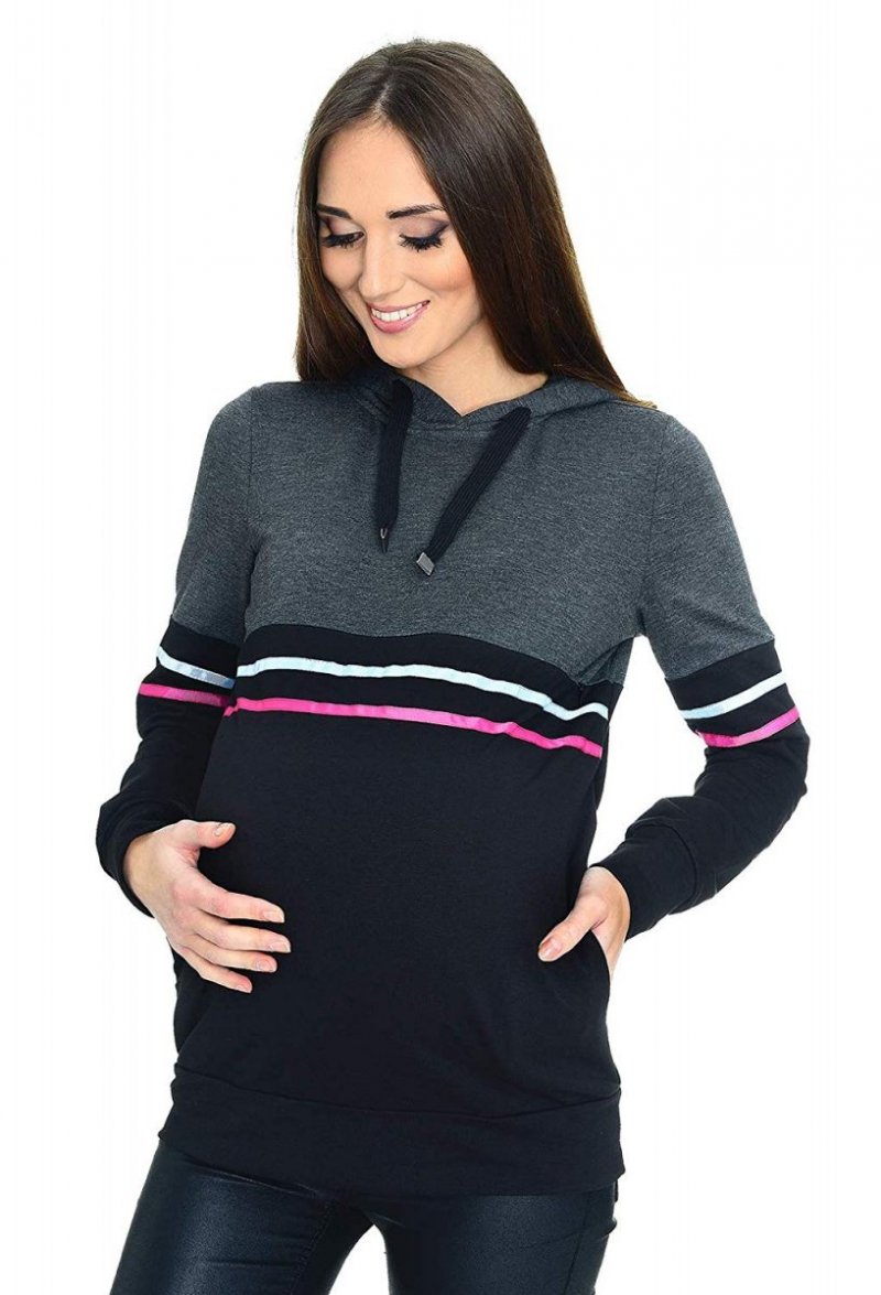 MijaCulture - 3 w 1 bluza ciążowa i do karmienia M72 4111 grafit/czarny