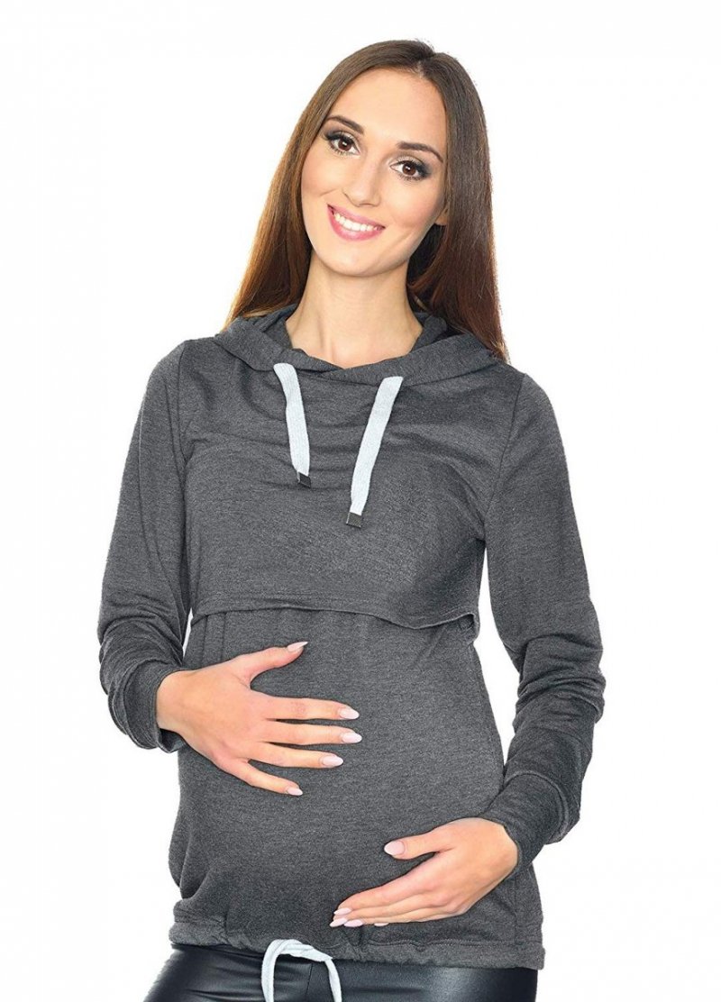 MijaCulture - 3 w 1 bluza ciążowa i do karmienia M68 4110 grafit