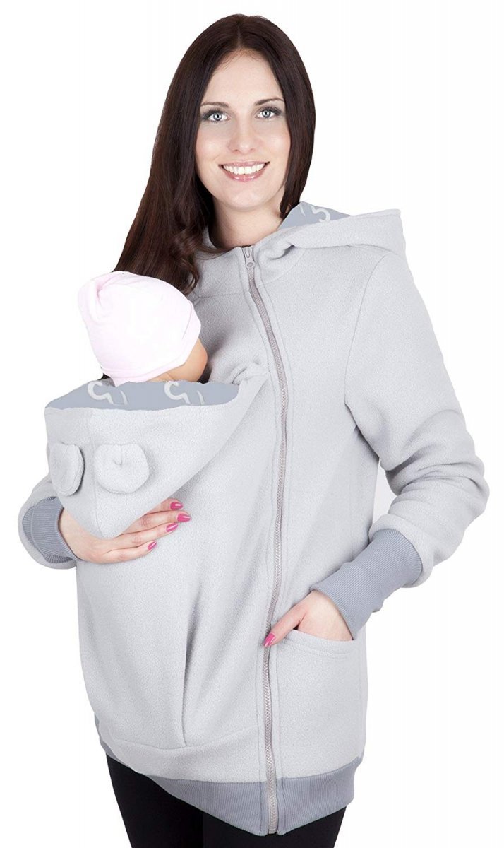 MijaCulture - bluza polarowa do noszenia dziecka 4019A/M21 jasny szary/szary