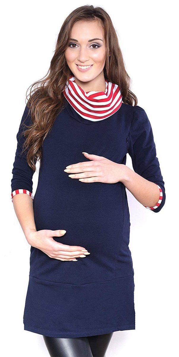 MijaCulture - tunika 2 w 1 ciążowa i do karmienia &quot;Lady&quot; 7130 granat