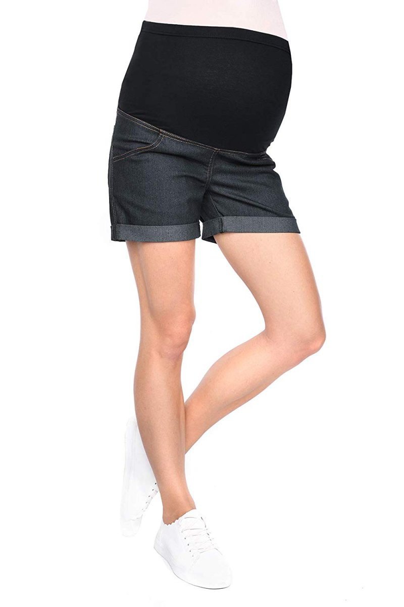 MijaCulture - szorty ciążowe 3086/M13 denim czarny 