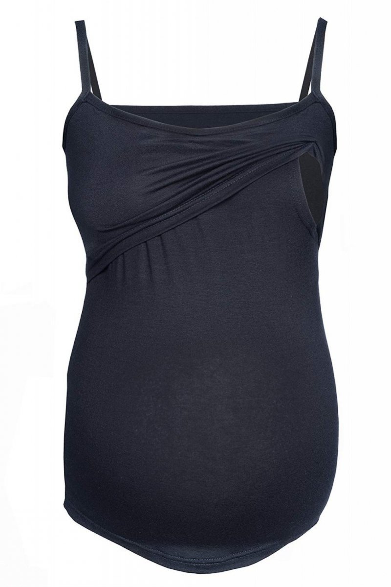 MijaCulture - top na ramiączkach 2 w 1 ciążowy i do karmienia 4029/M46 czarny
