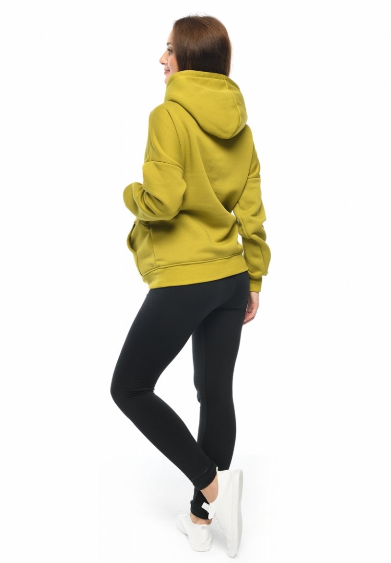 MijaCulture - 3 w 1 ciepła bluza ciążowa i do karmienia z kapturem „Molly ” M001 Pistacja