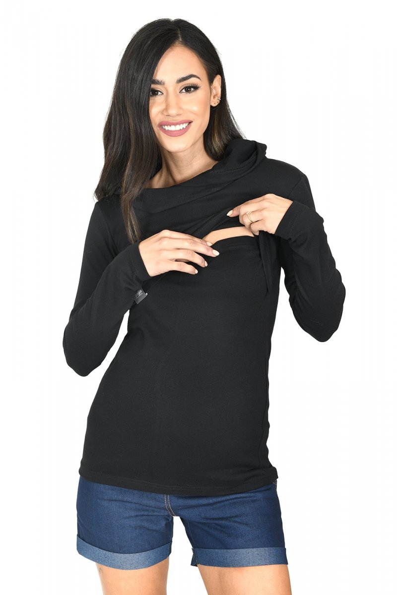 MijaCulture – 3 w 1 bluza ciążowa i do karmienia „Neli” M007 czarny
