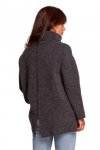 Be Knit BK086 Sweter z golfem i rozcięciem z tyłu - grafitowy