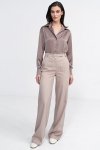 Nife Satynowa koszula body - mocca - K80