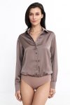 Nife Satynowa koszula body - mocca - K80