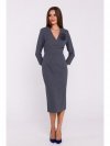 Stylove S372 Sukienka midi z kwiatkiem - szara