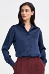 Nife Satynowa koszula body - granat - K80