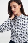 Nife Satynowa koszula body - wzór granatowy - K83