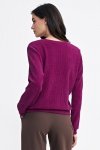 Nife Bluza z dzianiny prążkowanej z długim rękawem - purpura - BL08