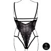 Le Désir Lace Underwired Open Cup Bodysuit with Adjustable Sliders - Plus Size - Black
