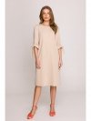 Stylove S393 Sukienka z wiązanymi rękawami - beżowa