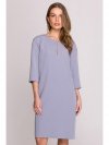 Stylove S394 Sukienka o luźnym fasonie z łezką w dekolcie - gołębi