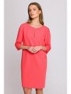 Stylove S394 Sukienka o luźnym fasonie z łezką w dekolcie - koralowa