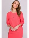 Stylove S394 Sukienka o luźnym fasonie z łezką w dekolcie - koralowa